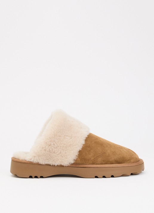 Burberry Check Shearling pantoffel van suède