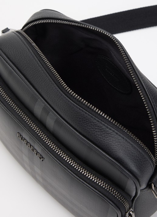 Burberry City Check Pocket crossbodytas met kalfsleren details - detail 2 antraciet