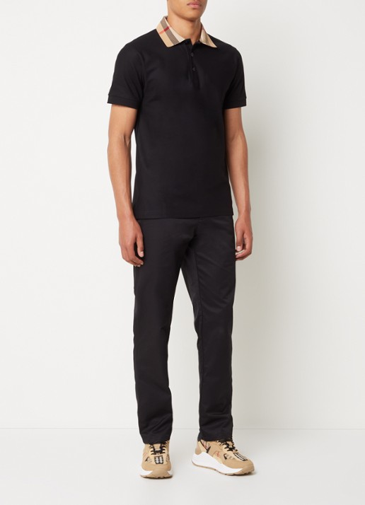 Burberry Cody regular fit polo met logoprint - voorkant 4 zwart