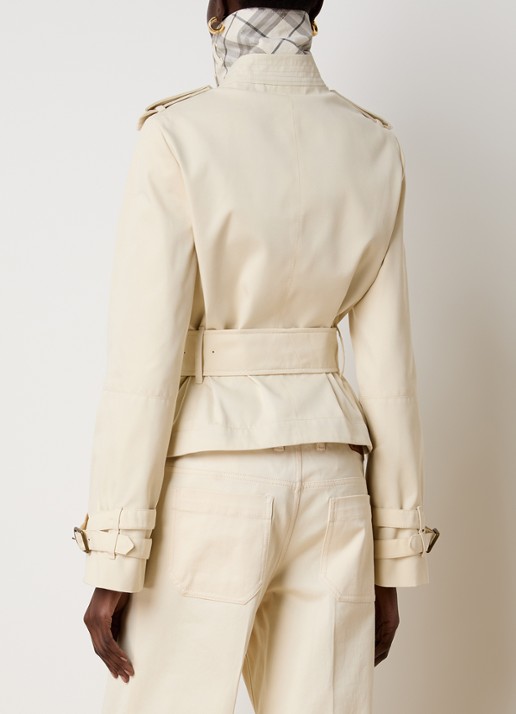 Burberry Cropped double-breasted trenchcoat met ceintuur - achterkant 3 creme