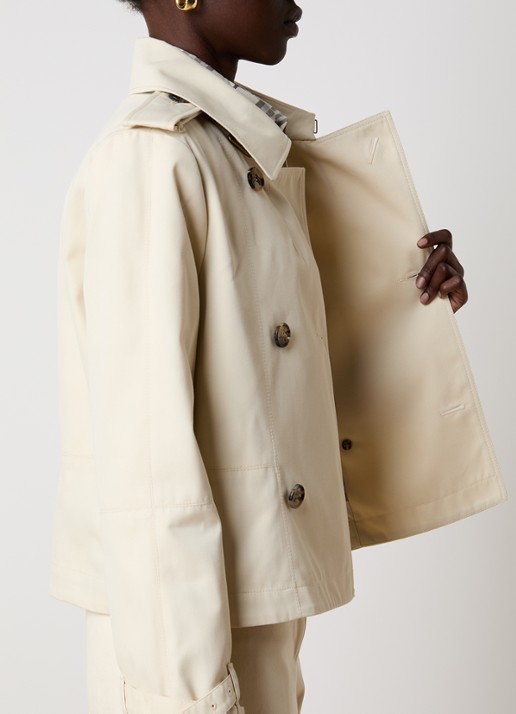 Burberry Cropped double-breasted trenchcoat met ceintuur - detail 6 creme