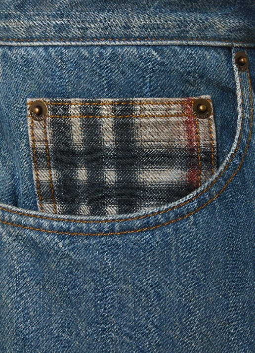 Burberry Dexter straight leg jeans met medium wassing - detail 6 indigo