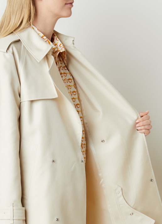 Burberry Double-breasted trenchcoat in zijdeblend met ceintuur - detail 3 creme