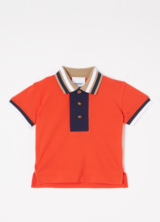 Burberry Douglas polo van piqué katoen met logoprint - voorkant rood