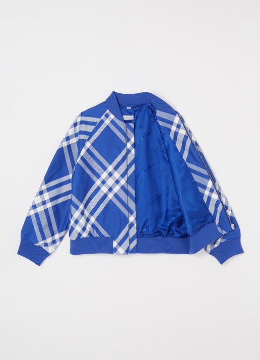 Burberry Duncan bomberjack met ruitdessin - voorkant 3 blauw