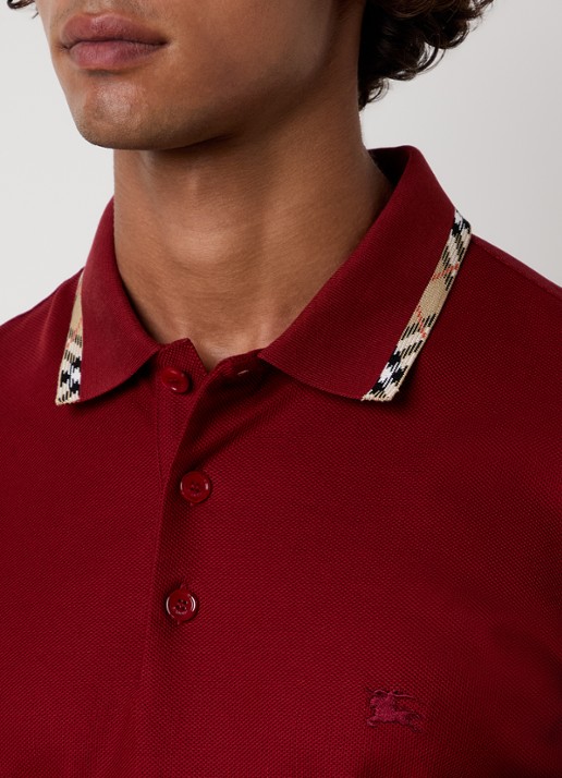 Burberry Eddie regular fit polo met logo - detail 5 donkerrood