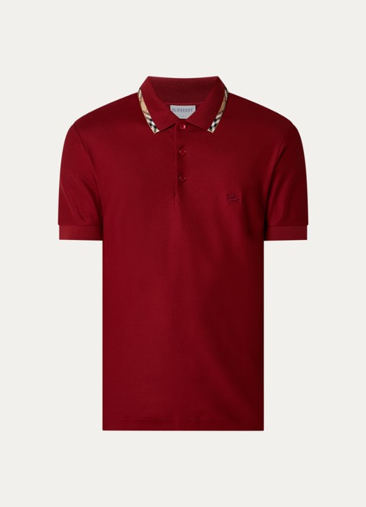 Burberry Eddie regular fit polo met logo - voorkant donkerrood