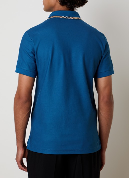 Burberry Eddie regular fit polo met logo - achterkant kobaltblauw