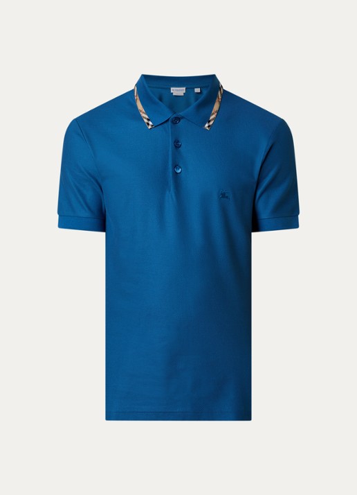 Burberry Eddie regular fit polo met logo - voorkant 2 kobaltblauw