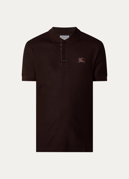 Burberry Eddie regular fit polo met logo - voorkant donkerbruin