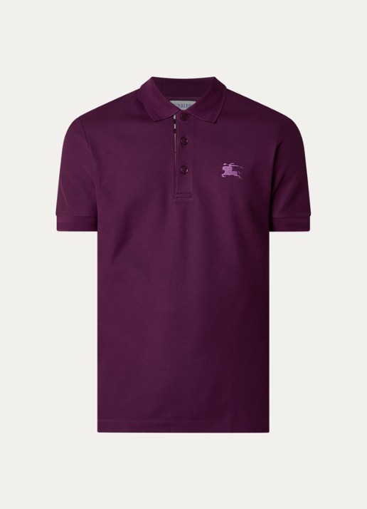 Burberry Eddie regular fit polo met logo - voorkant paars