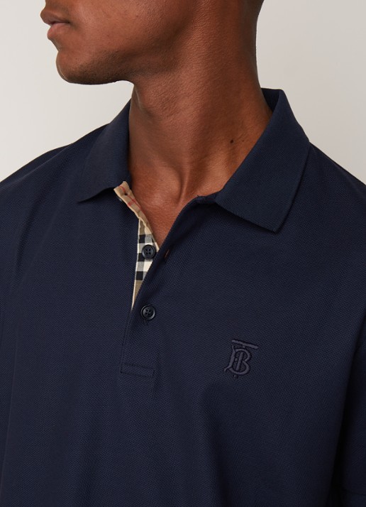 Burberry Eddie regular fit polo van piqué katoen - detail 4 donkerblauw