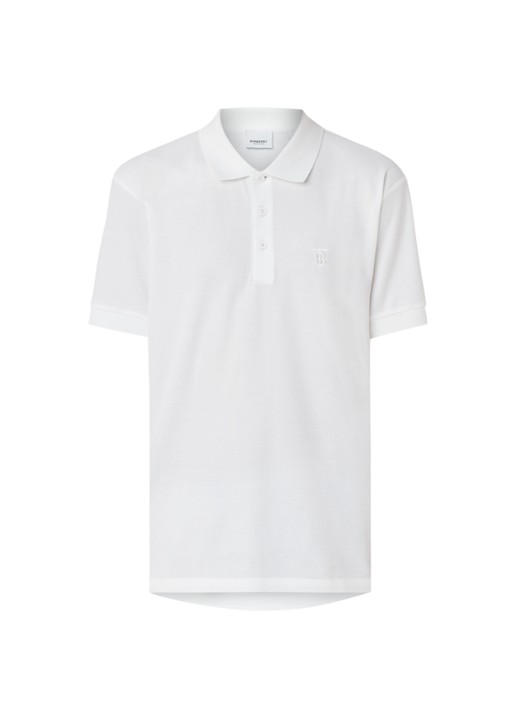 Burberry Eddie regular fit polo van piqué katoen - voorkant 2 wit