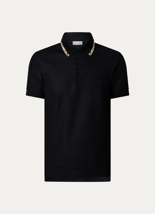 Burberry Ediie regular fit polo met logo - voorkant zwart