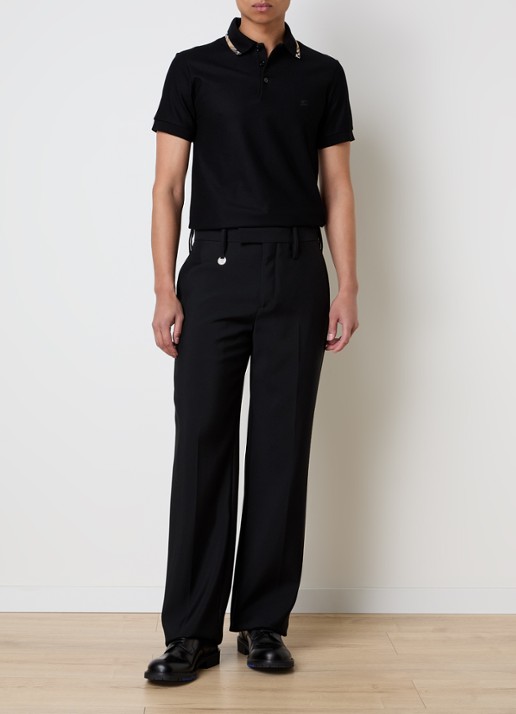 Burberry Ediie regular fit polo met logo - voorkant 2 zwart
