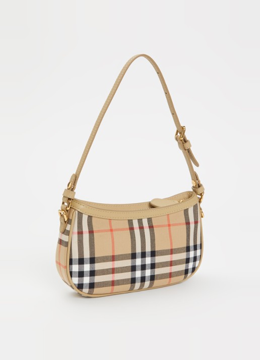 Burberry Eugenie schoudertas met ruitdessin en details van leer  - achterkant zand