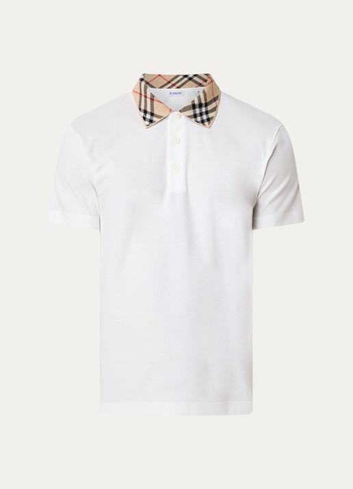 Burberry Evan regular fit polo met stretch - voorkant 4 wit