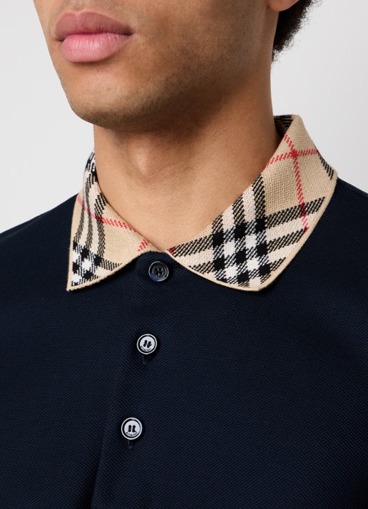 Burberry Evan regular fit polo met stretch - detail 5 donkerblauw