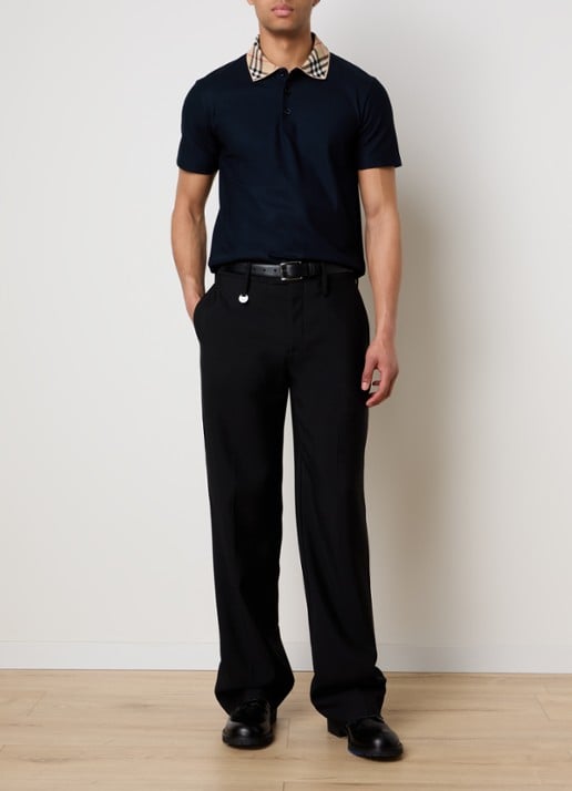 Burberry Evan regular fit polo met stretch - voorkant 3 donkerblauw