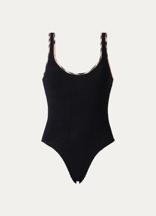 Burberry Faye badpak met scrunchie en rugdecolleté - voorkant 4 zwart
