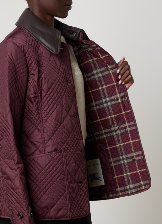 Burberry Fernleigh quilted barn jack met details van lamsleer - detail 3 bordeauxrood