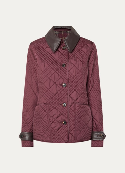 Burberry Fernleigh quilted barn jack met details van lamsleer - voorkant bordeauxrood
