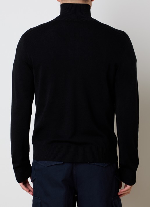 Burberry Fijngebreide pullover van wol met halve rits - achterkant 5 zwart