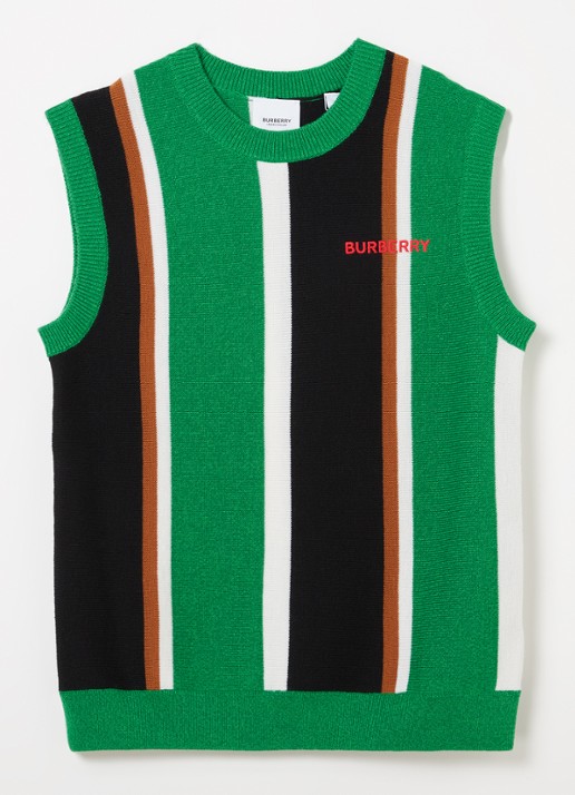 Burberry Finley fijngebreide spencer in kasjmierblend - voorkant groen