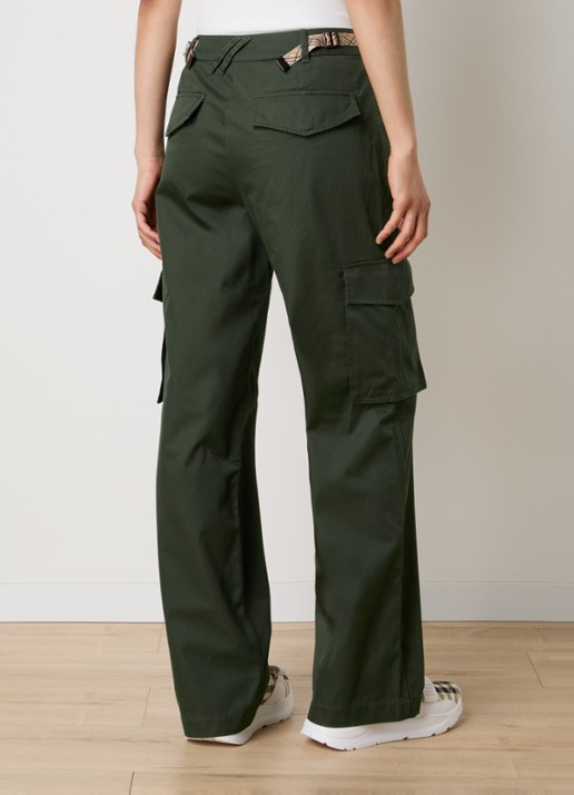 Burberry Freja high waist straight fit cargobroek met steekzakken - achterkant 3 olijfgroen