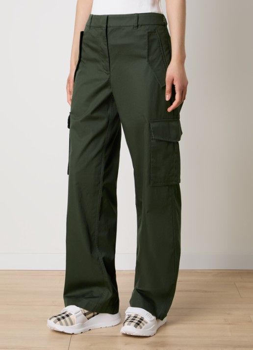 Burberry Freja high waist straight fit cargobroek met steekzakken - detail olijfgroen