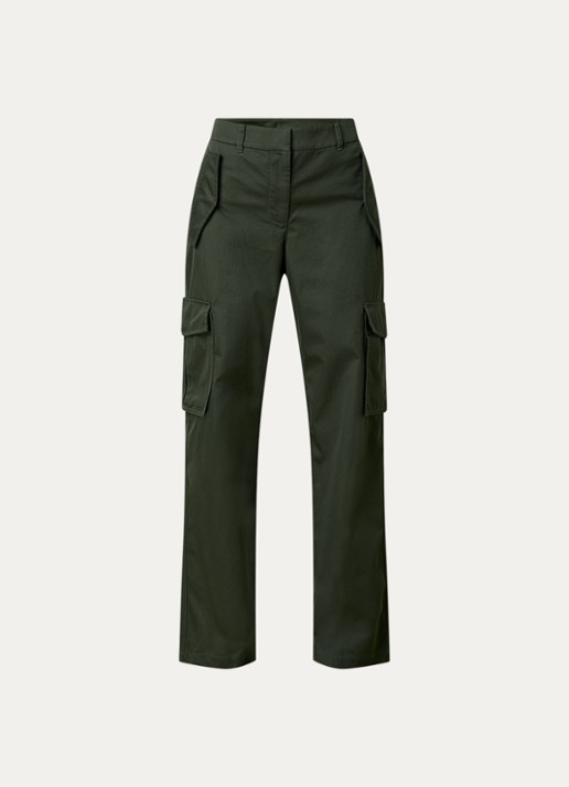 Burberry Freja high waist straight fit cargobroek met steekzakken - voorkant 4 olijfgroen