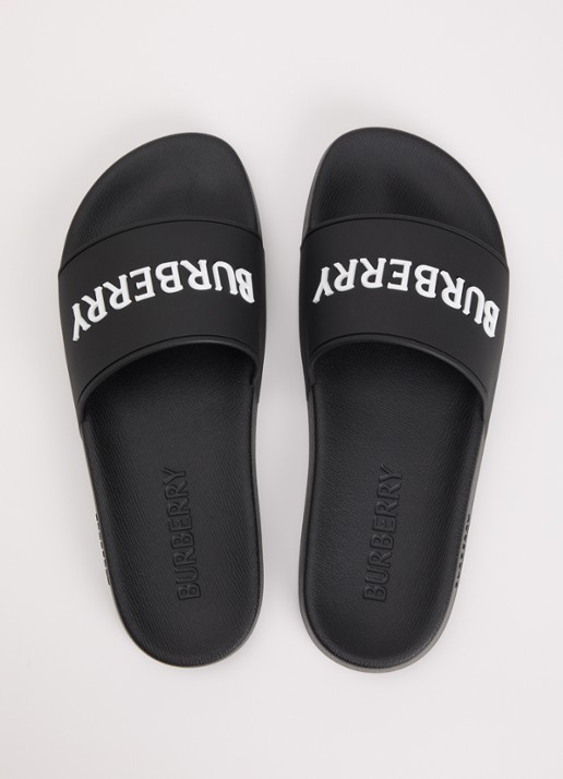 Burberry Furley slipper met logo - detail 2 zwart