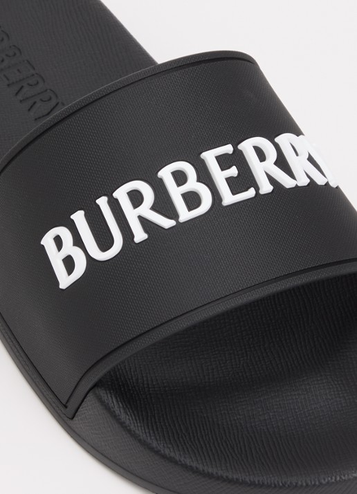 Burberry Furley slipper met logo - detail 4 zwart