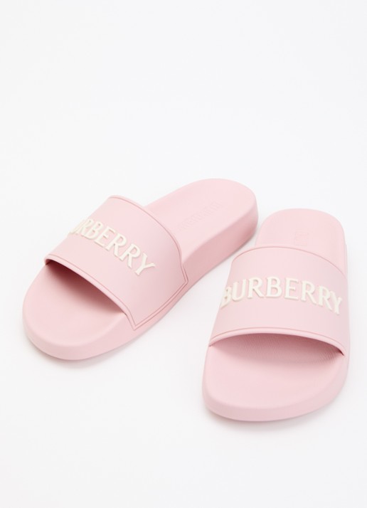 Burberry Furley slipper met logo - detail 2 lichtroze