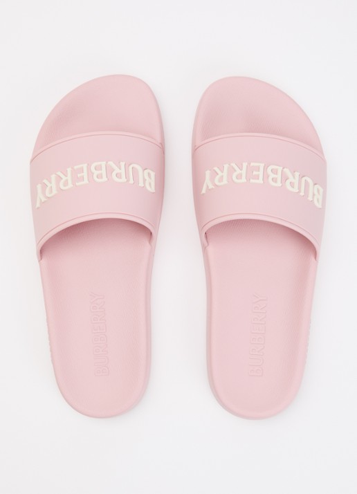 Burberry Furley slipper met logo - detail 3 lichtroze