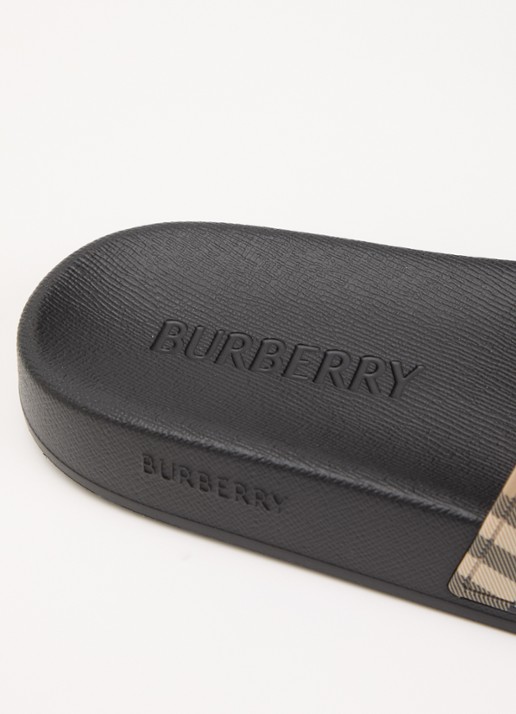 Burberry Furley slipper met ruitdessin - detail 6 beige