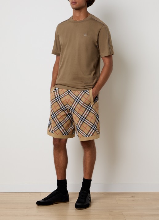 Burberry Gawain straight fit korte broek met ruitdessin - voorkant 4 camel