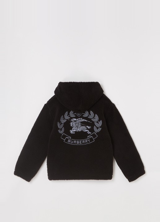 Burberry Graysen hoodie van teddy met steekzakken  - voorkant 2 zwart
