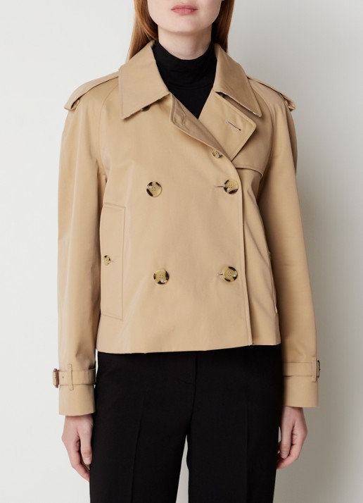Burberry Haltye double-breasted trenchcoat met steekzakken - detail donkerbeige