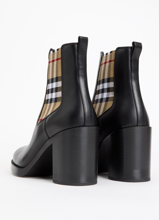 Burberry Hampstead enkellaarsje van kalfsleer - achterkant zwart