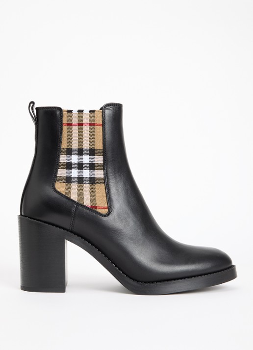Burberry Hampstead enkellaarsje van kalfsleer - voorkant 5 zwart