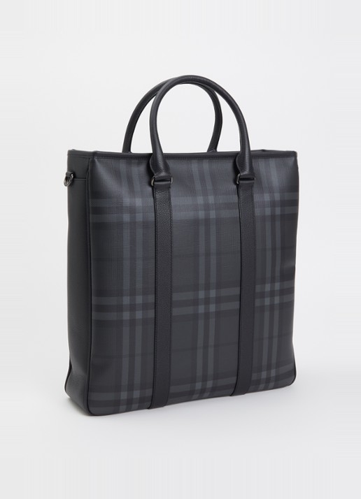 Burberry Handtas met ruitdessin en afneembare schouderriem - achterkant 6 antraciet