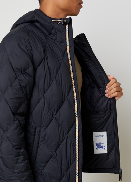 Burberry Hescott gewatteerd jack met quilt patroon  - detail 2 zwart