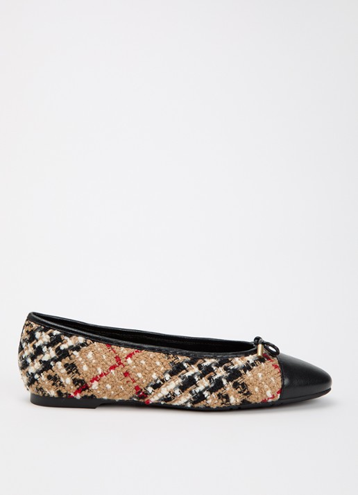 Burberry Highgate ballerina met ruitdessin en details van lamsleer