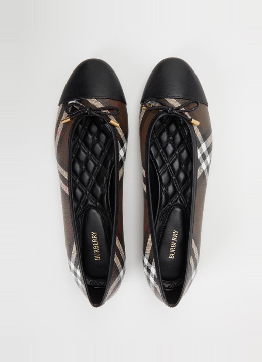 Burberry Highgate ballerina met ruitdessin en details van lamsleer - detail 3 multicolor