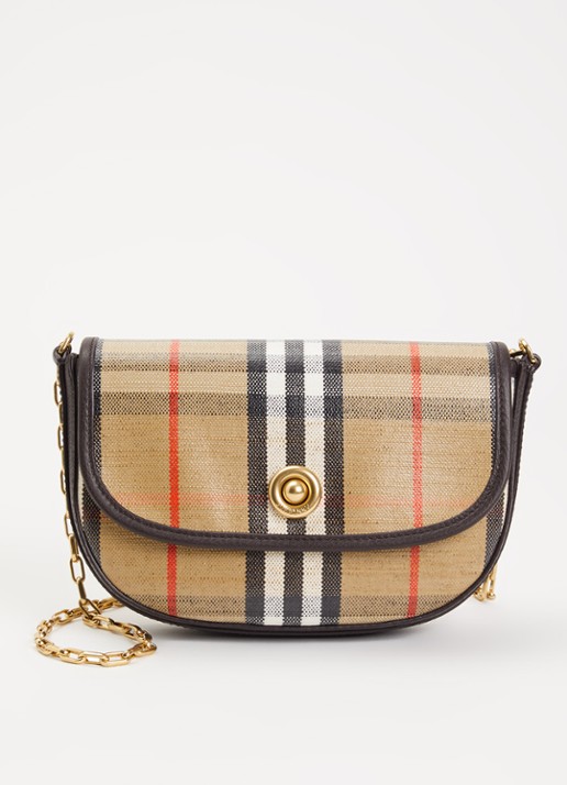 Burberry Highlands mini crossbodytas met details van kalfsleer  - voorkant 5 bruin