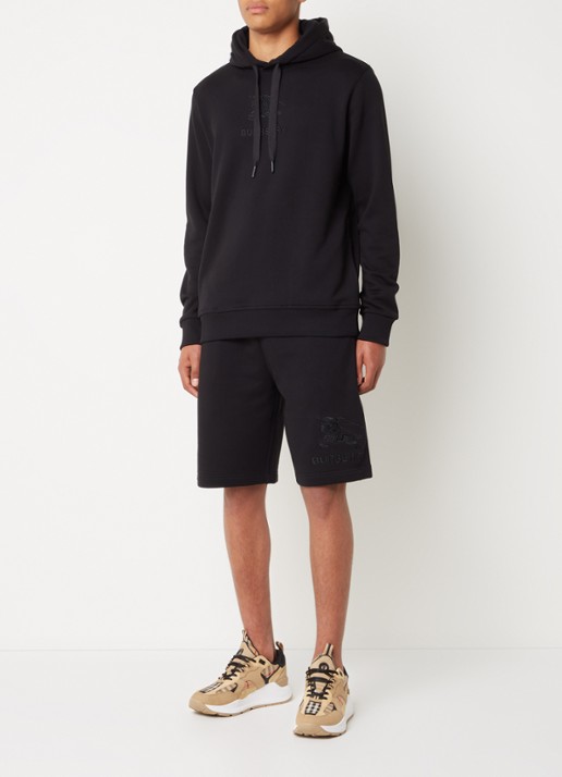 Burberry Hoodie met logoborduring - voorkant 6 zwart