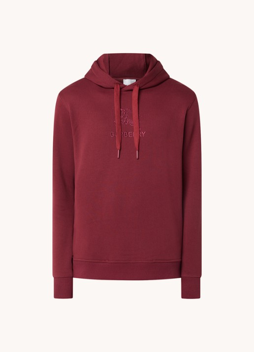 Burberry Hoodie met logoborduring - voorkant 2 bordeauxrood