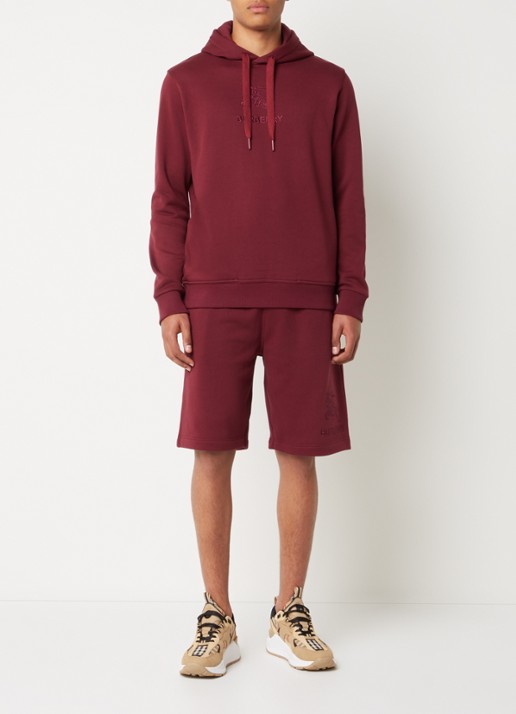 Burberry Hoodie met logoborduring - voorkant 3 bordeauxrood