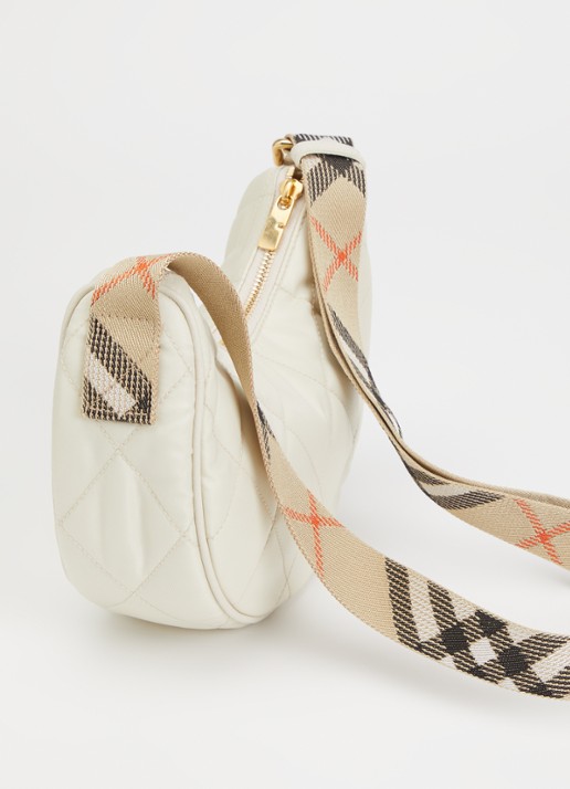 Burberry Horseshoe crossbodytas met quilt patroon en kalfsleren deails - achterkant 7 beige